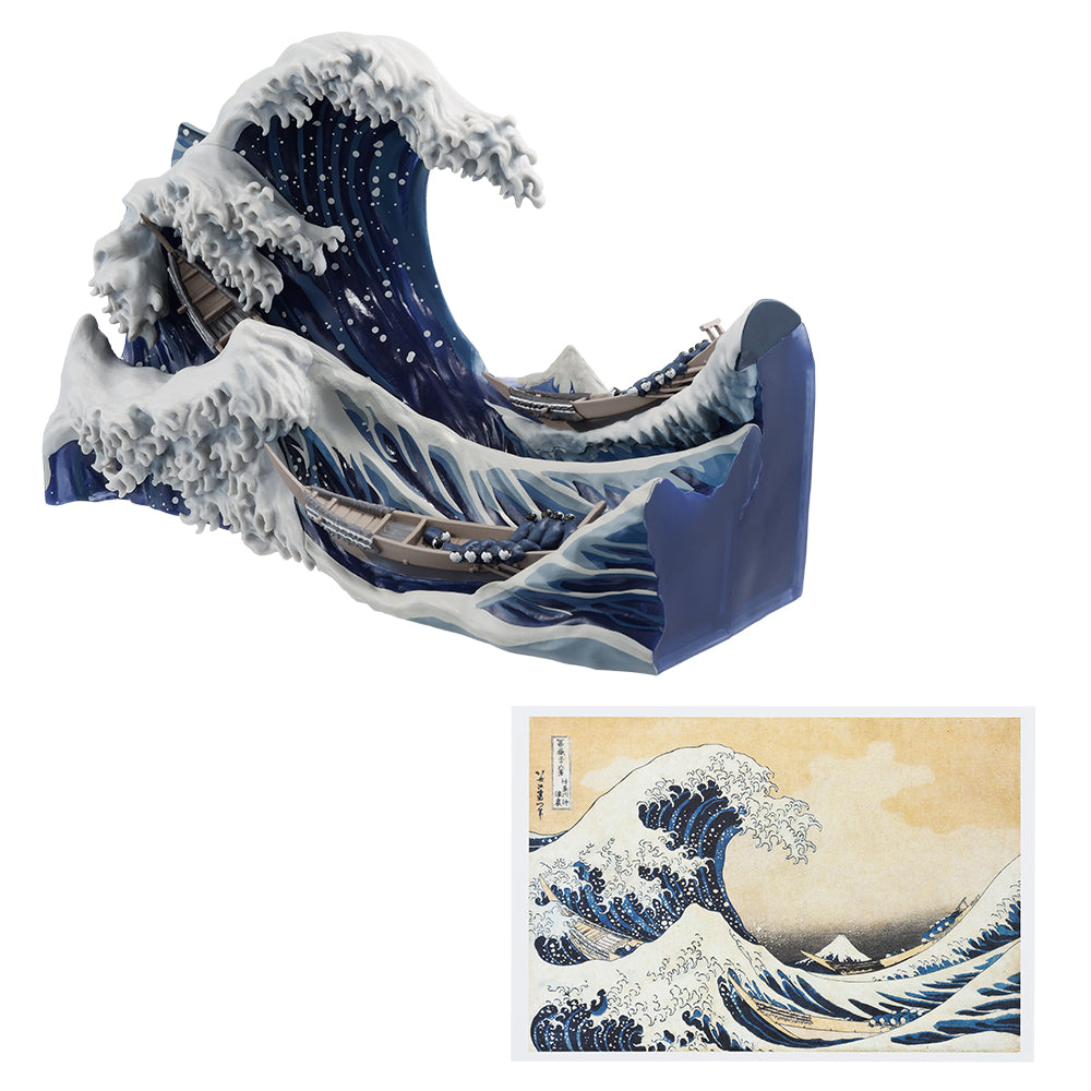 Ichiban Kuji Katsushika Hokusai Last One Prize The Great Wave off Kanagawa Postcard Stand Diorama ~Ink Color~ - Mandorama